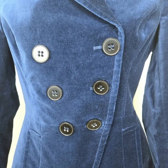 Bebe Blue Velvet Double Breasted Blazer Size Medium - Picture 4 of 17